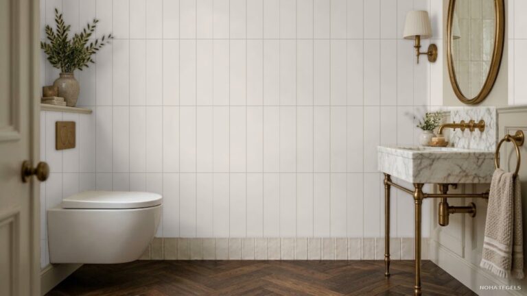 Sfeerfoto Noha Rochelle Beige toilet met de echte tegel