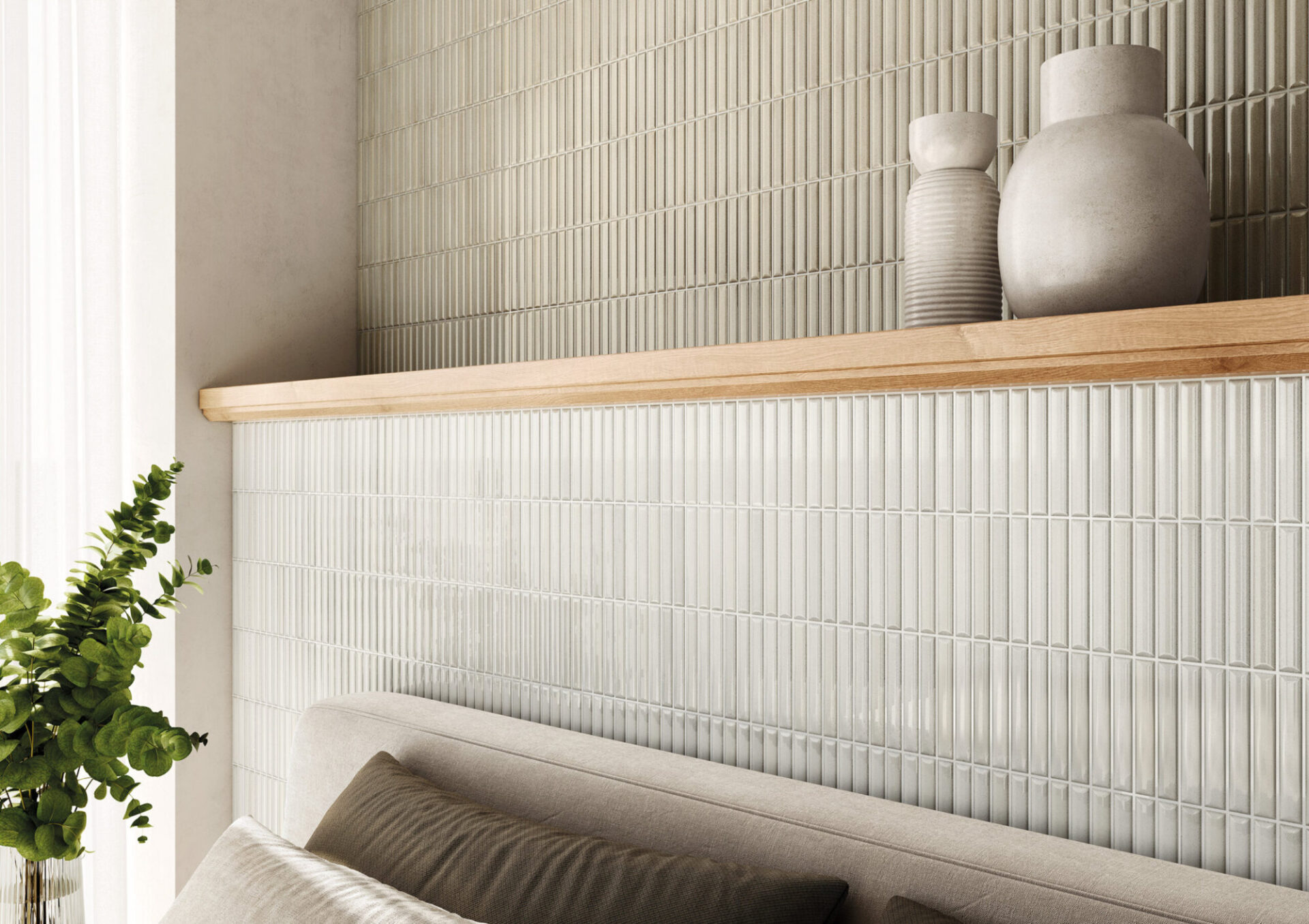 Sfeerfoto Noha Crispy White / Sand tegels