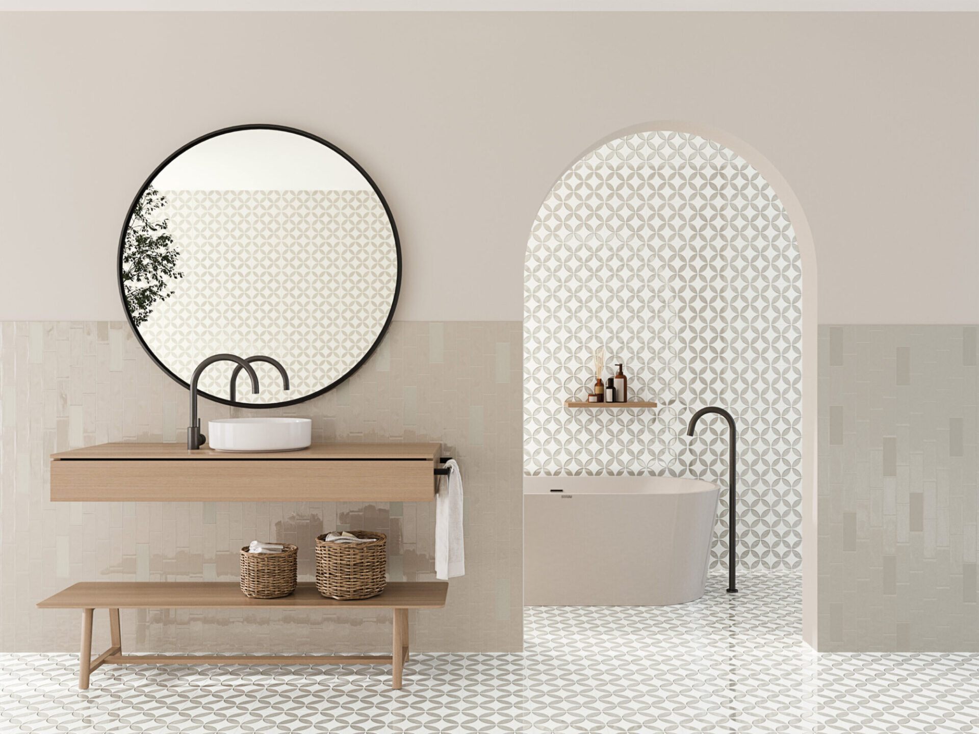 Sfeerfoto Noha Habana Taupe Petals tegels