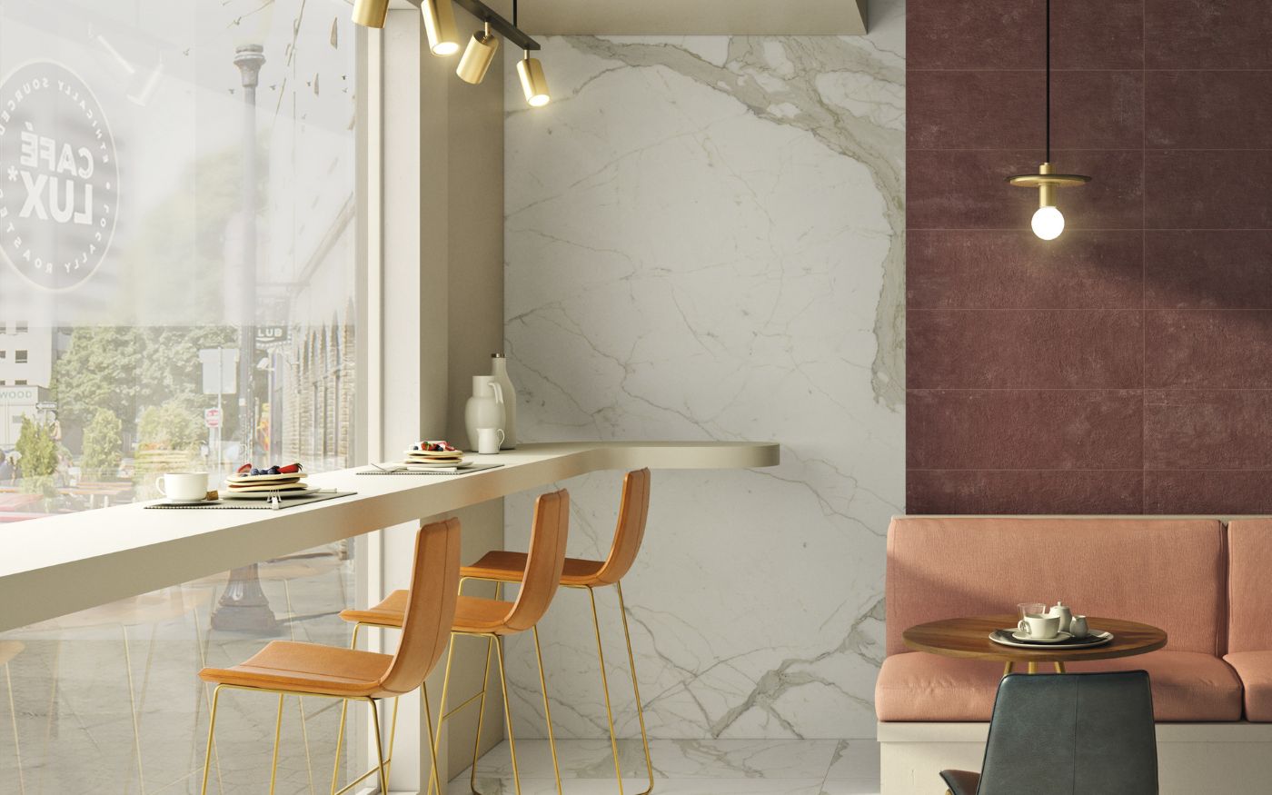 Iris Marble Active tegels in een interieur