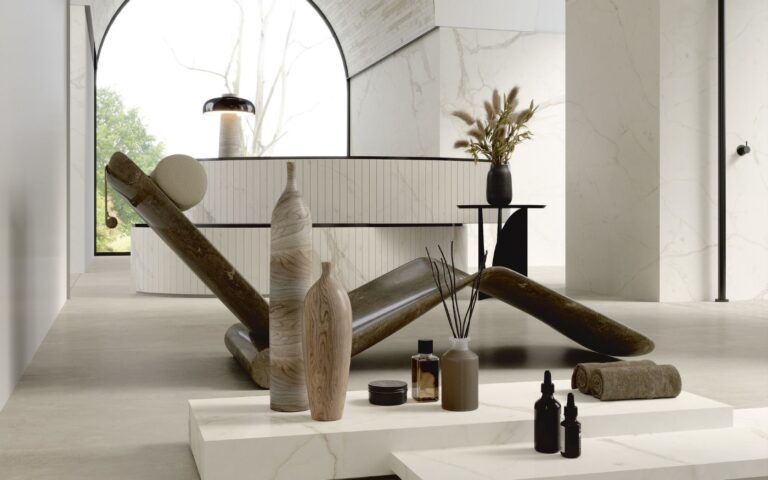 Iris Marble Active tegels in een interieur