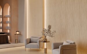 Iris Victorian Stone Tide Limestone Beige sfeerfoto