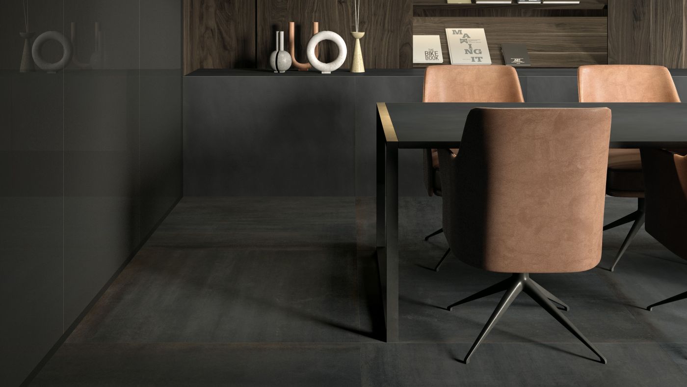 Kronos Metallique tegels in een interieur